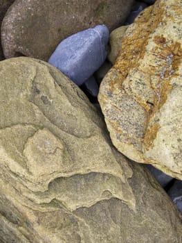 Beach stones by the North Spain coastline.