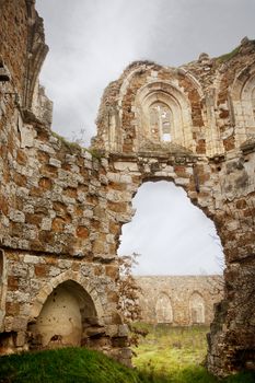 Ruined monastery window, Valladolid. Spain.