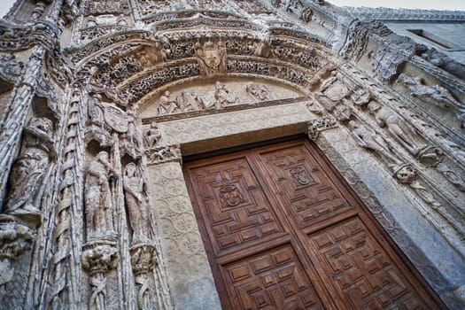 Low Angle View of Colegio San Gregolrio facade. Valladolid, Spain.