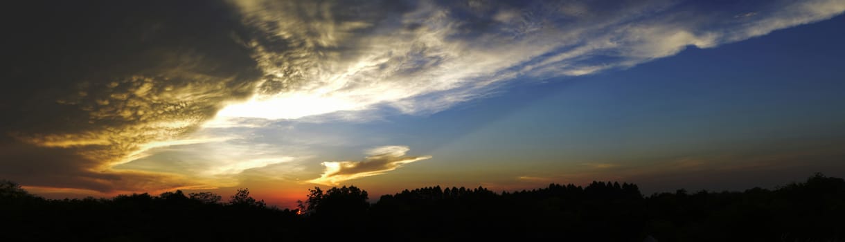 Silhouette of Colorful Cloud and Sky in the Evening Sunset.