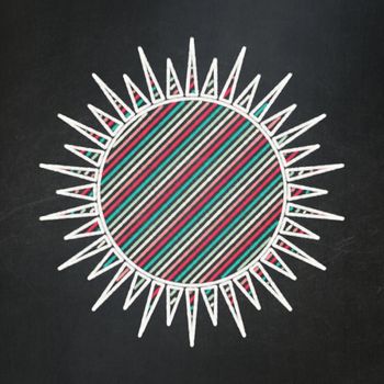 Travel concept: Sun icon on Black chalkboard background, 3d render