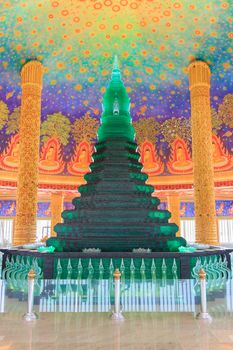 The picturesque emerald green stupa at Wat PakNam, thailand.