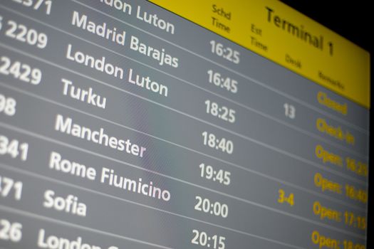 Schedule board of an airport