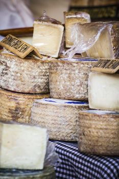 batch of cheese in a medieval fair, artisan cheese