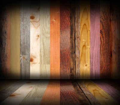 colorful different planks interior design, room architectural abstract backdrop