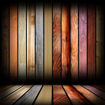 planks of different colors on  interior architectural backdrop, empty abstract room for your design