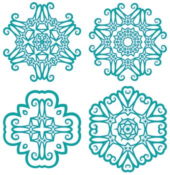 four pattern emerald mandala with cartoon swirl