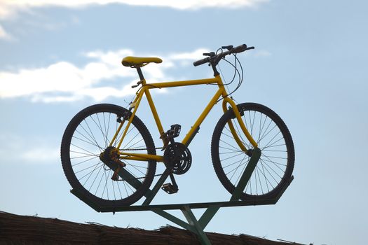 Bicycle being displayd at a rental place