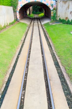 Railroad tracks used for operating small tours.