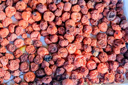 The grapes are dried to become raisins.