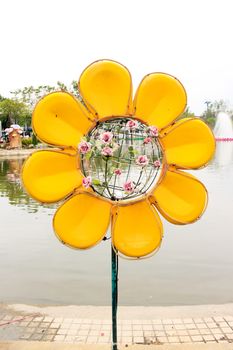 Sunflower has made lamp for garden decoration.