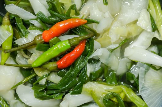 pickle vegetable cabbage chilli onion food in Thailand