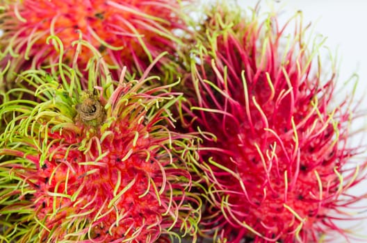 rambutan on white background fruit of asia Thailand