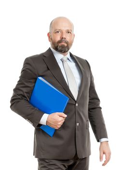 An image of a handsome business man with a blue folder