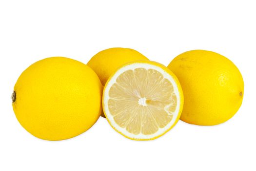 Fresh lemons isolated on white background with clipping path