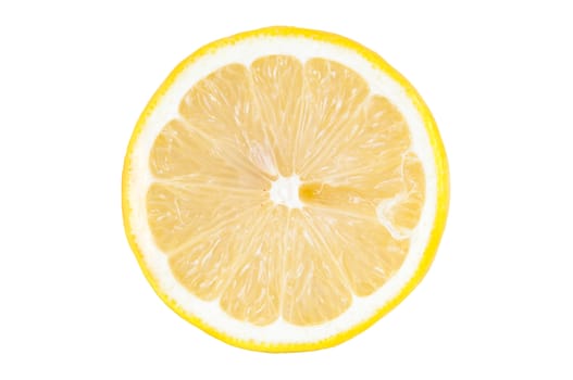 Fresh slice of lemon isolated on white background with clipping path