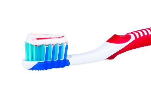 Toothbrush with toothpaste isolated on white background with clipping path