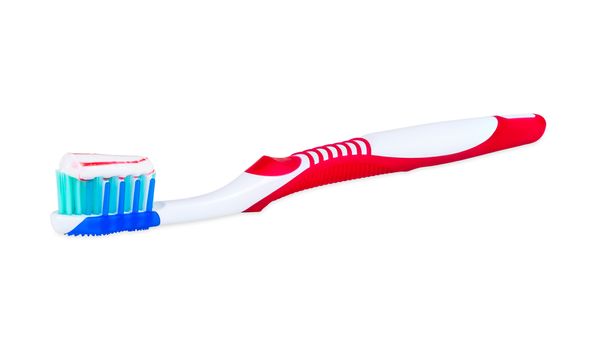 Toothbrush with toothpaste isolated on white background with clipping path