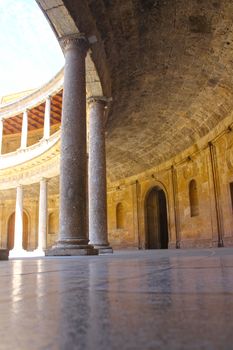 Interior of Alhambra palace with columns
