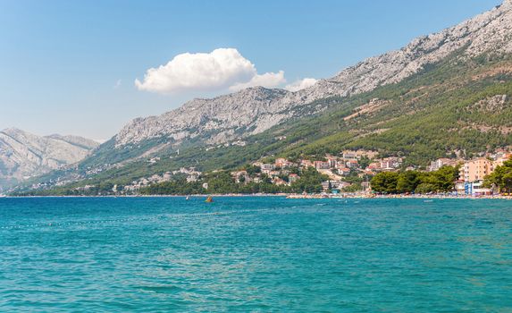 Mountainous landscape of croatian coastline in Baska Voda, Croatia