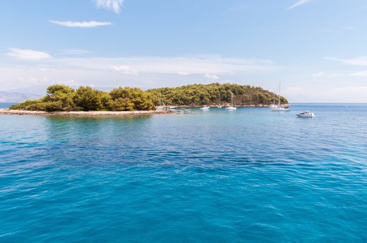 Yachts in a bay at Zacevo Island in Croatia