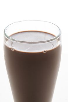 Chocolate milkshake against a white background