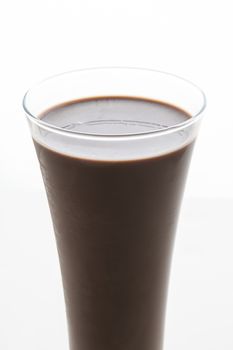 Chocolate milkshake against a white background