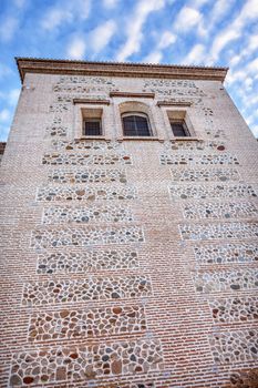 Santa Maria Church Wall Alhambra Granada Andalusia Spain. Alhambra is the last Moorish Moslem Palace that was conquered by King Ferdinand and Queen Isabella in 1492.