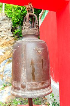 A large bell from the temple thailand and hit for worship.