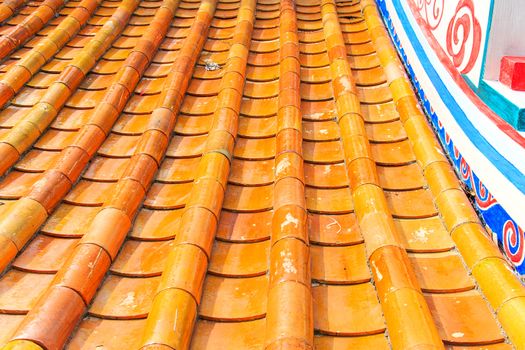 Orange roof at the chinese temple in Thailand 