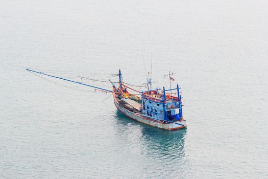 Thai fishing boat used as a vehicle for finding fish in the sea.