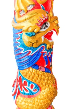 Chinese style dragon statue on wiggle around pillars.