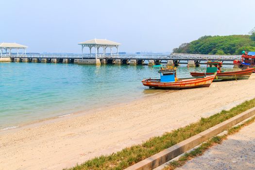 Thai fishing boat used as a vehicle for finding fish in the sea.