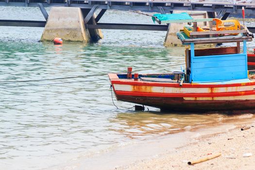 Thai fishing boat used as a vehicle for finding fish in the sea.