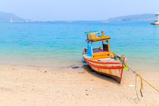 Thai fishing boat used as a vehicle for finding fish in the sea.