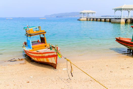 Thai fishing boat used as a vehicle for finding fish in the sea.