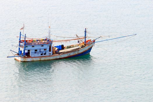 Thai fishing boat used as a vehicle for finding fish in the sea.