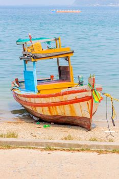 Thai fishing boat used as a vehicle for finding fish in the sea.