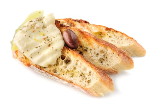 grilled homemade bread with cheese with olive oil in greek style