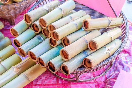 Thai Dessert, Sweet sticky rice in bamboo stick called Khao larm.