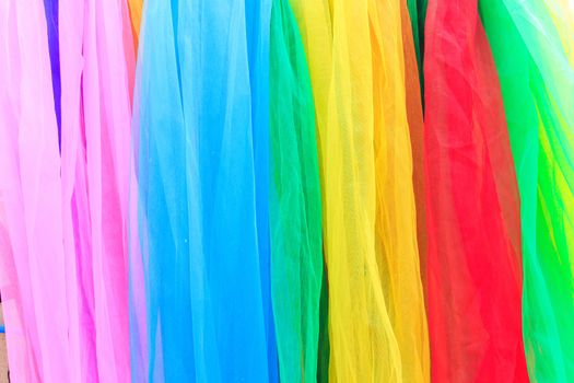 Multi-colored cloth used for decoration in Chinese temple.