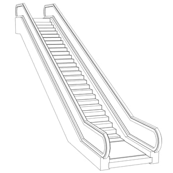 Sketch escalator. Wire frame render on white background