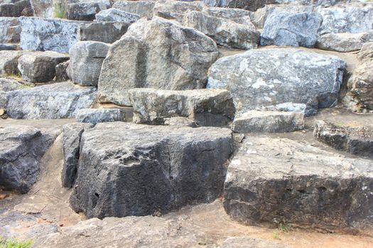 Large stones placed to decorate the garden.