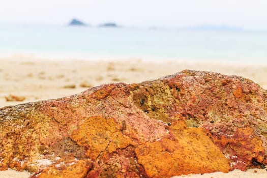 Stones are placed on the beach, empty one.