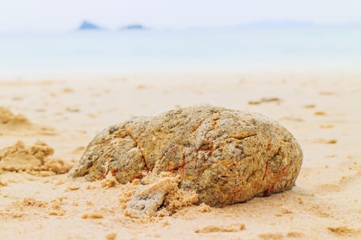 Stones are placed on the beach, empty one.