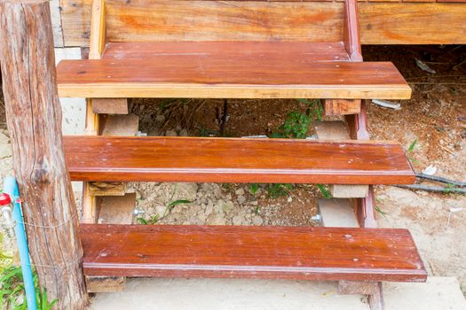 Way up the wooden stairs Thailand style.