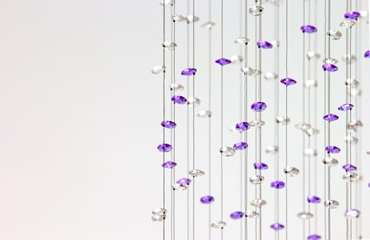 Close up on crystal of contemporary chandelier