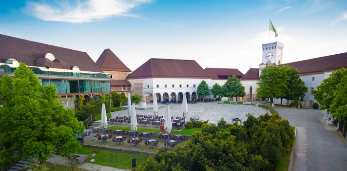 Panoramic view of the Ljubljana castle - Ljubljanski grad, Slovenia, Europe.