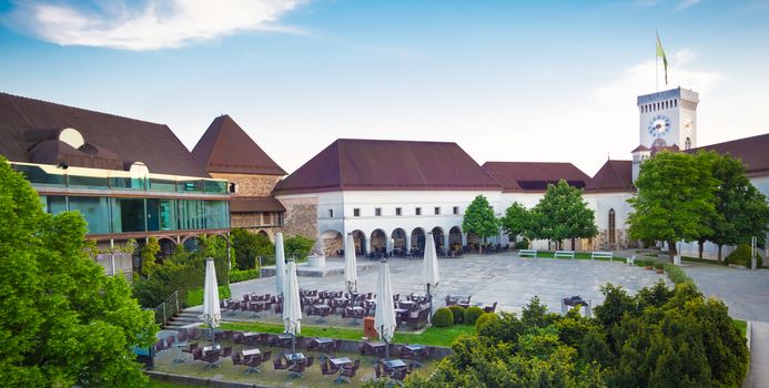 Panoramic view of the Ljubljana castle - Ljubljanski grad, Slovenia, Europe.