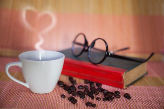 Cup of hot drink with coffee beam's
